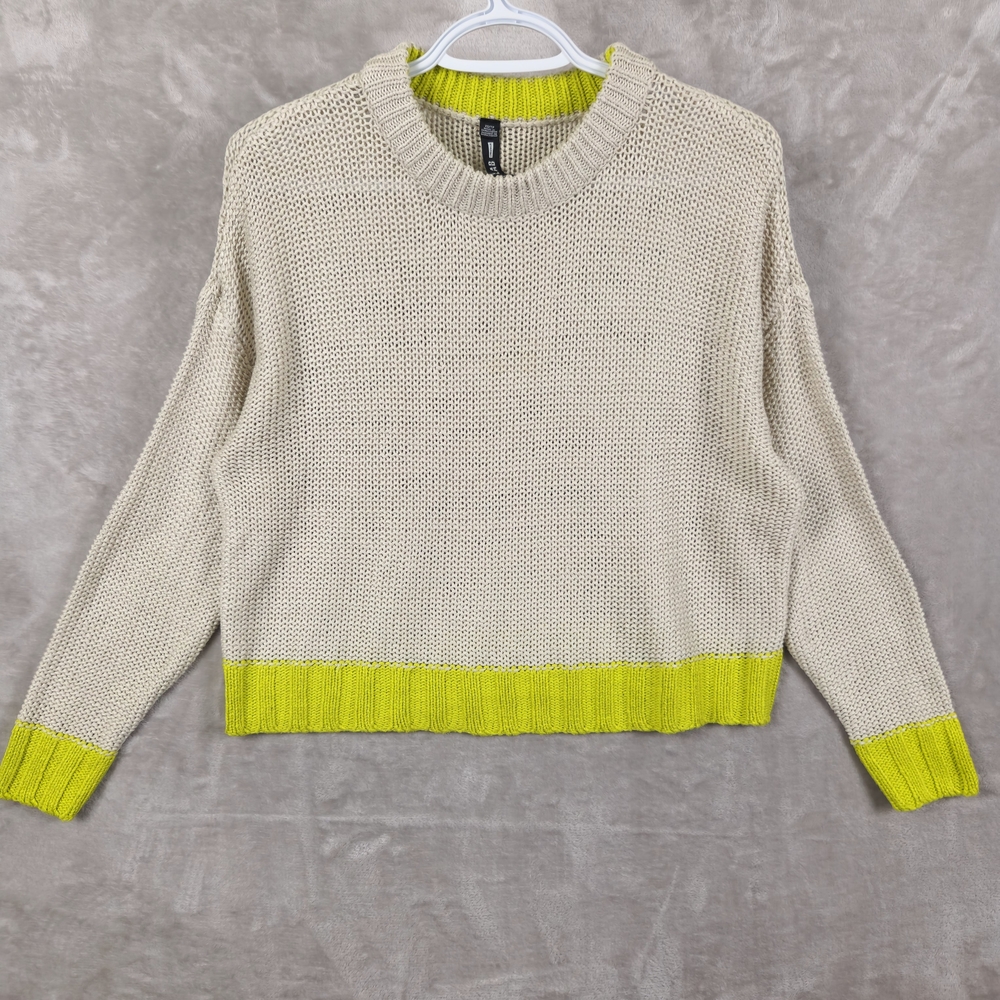 Design Lab Lord & Taylor Sweater with Neon‎ Green Trim Size XS